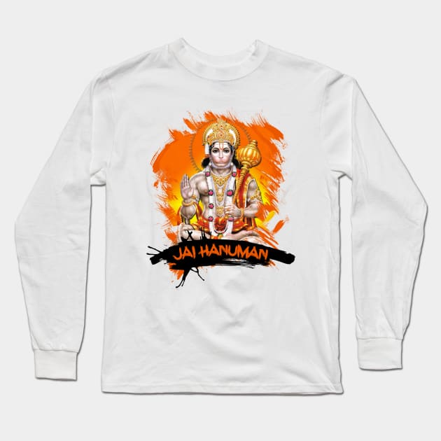 Jai Hanuman Hindu Worshipping Long Sleeve T-Shirt by rumsport